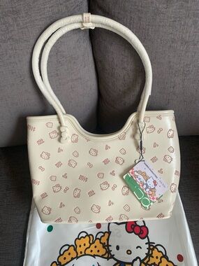 Hello Kitty Sanrio &Tou Tou tote shoulder Bag creamy NWT